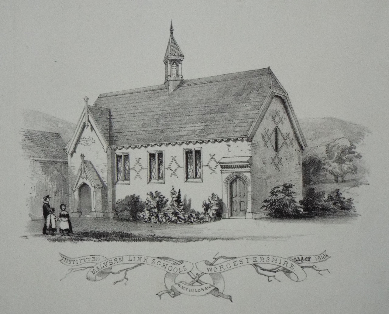 Lithograph - Instituted Malvern Link Schools Worcestershire